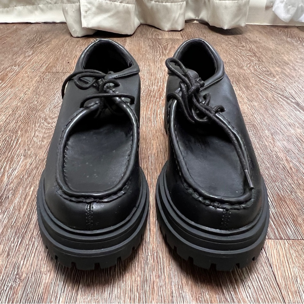American Eagle Platform Lug Oxford Loafers - Black Chunky Sole - Picture 2 of 8